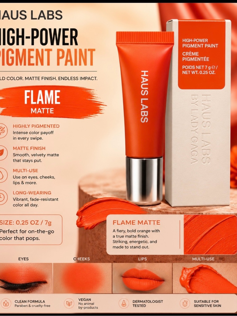 Haus Labs By Lady Gaga Flame Matte Pigment Paint - Flame Orange